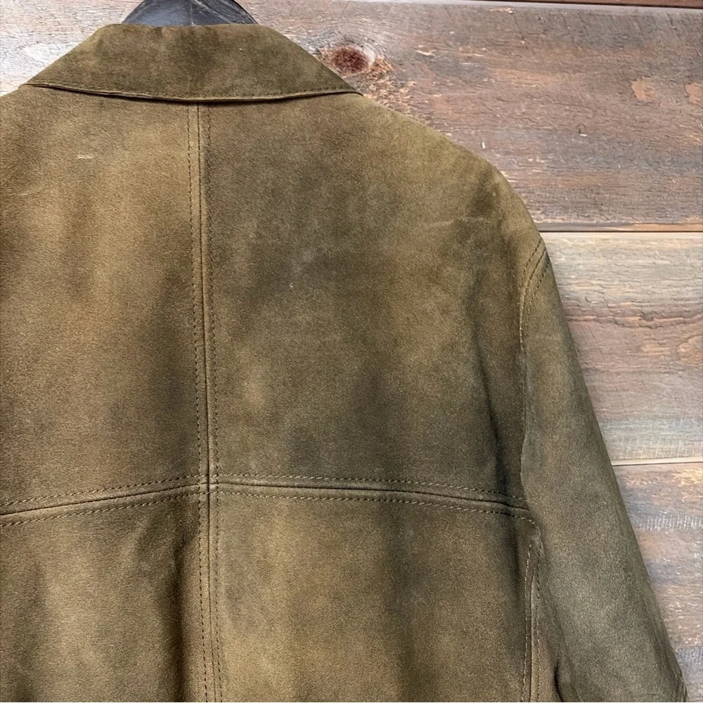 Vintage 2000s J Crew Suede Jacket Mens Size L Brown Brushed Soft Distressed Zip